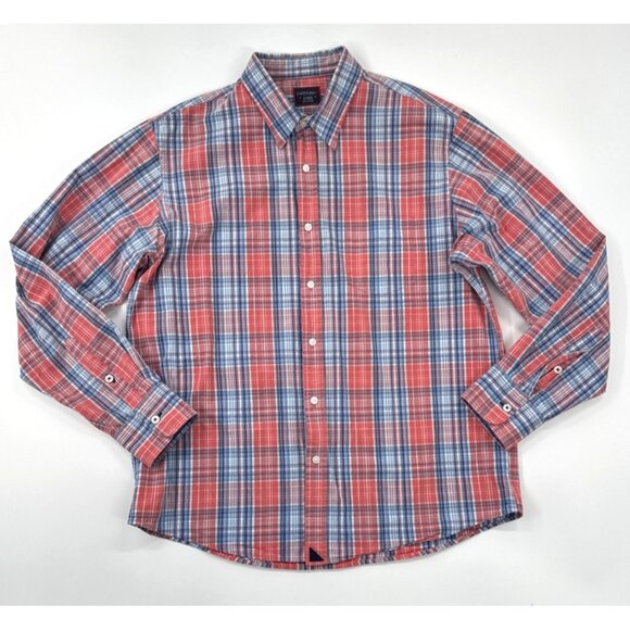 Untuckit Shirt Mens XL Pink Blue Plaid Long Sleeve Button Down Cotton Spring - Picture 1 of 12